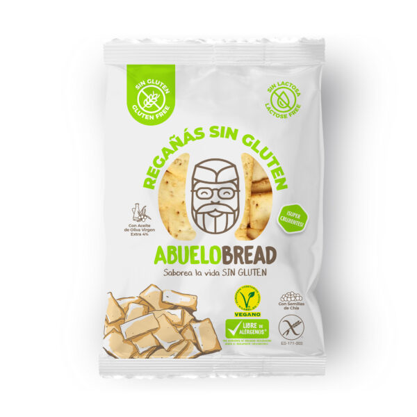 Bolsa de regañás sin gluten de la marca abuelo bread.